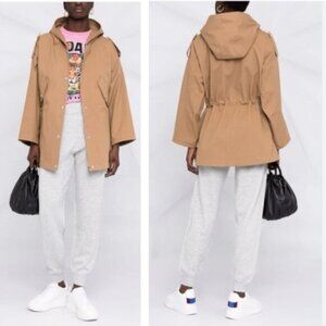 Maje Gangzyum Hood Oversized Elastic Drawstring Stretch Hooded Jacket Preppy Tan